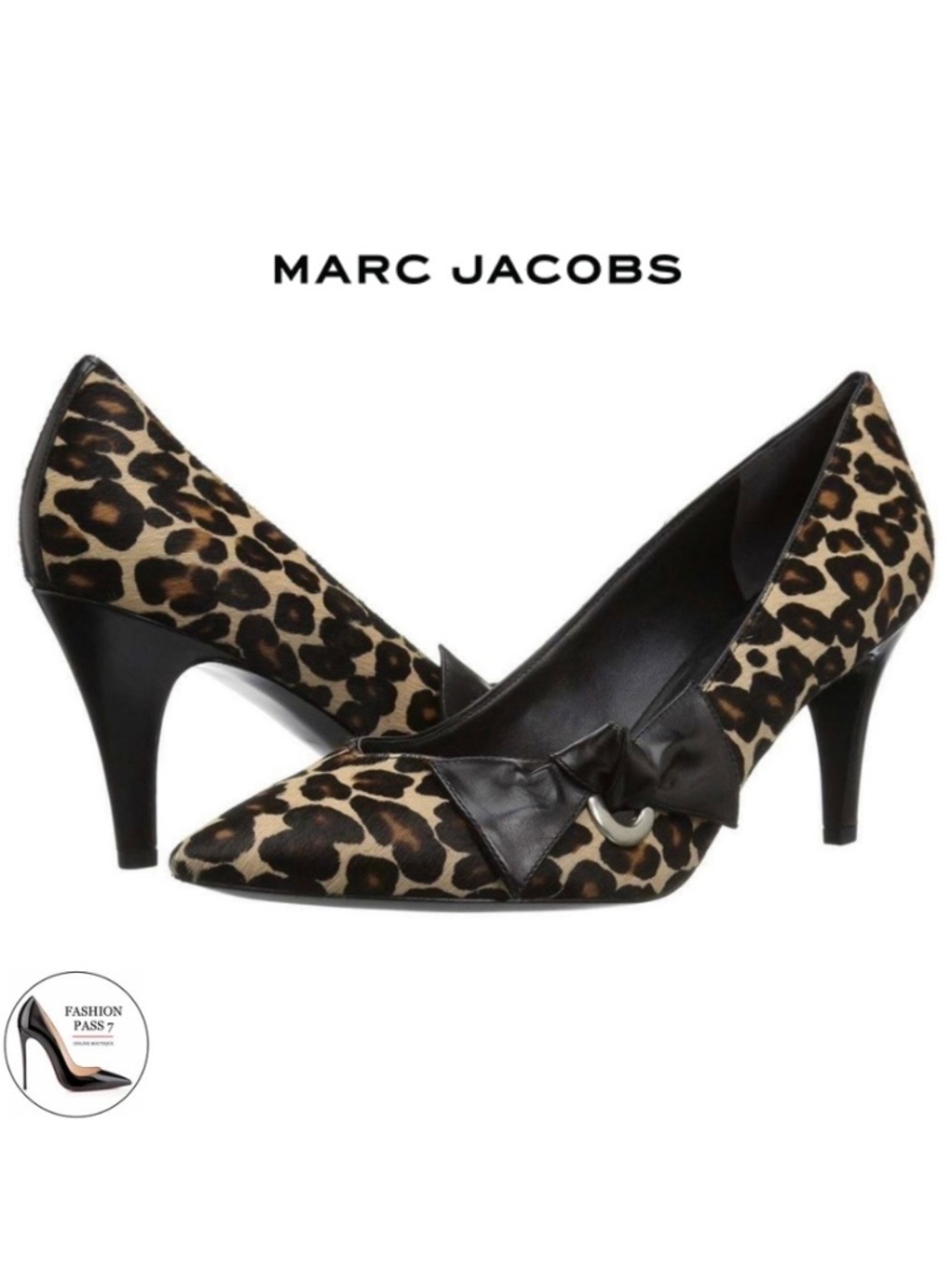 Marc Jacobs Daryl Leather Pointy Toe Pump Leopard Stiletto Heel Luxury Shoes 41